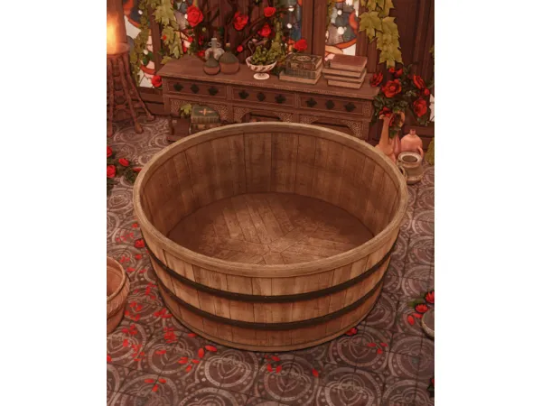 Maxis Match THESENSEMEDIEVAL THE WITCHER 3 FUNCTIONAL BATH TUBS HOT TUB - The Sims 4 Custom Content
