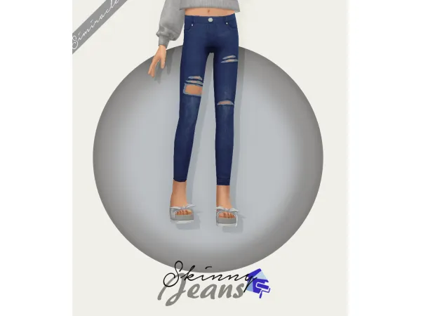 Maxis Match Worn Skinny Jeans Kids Version - The Sims 4 Custom Content