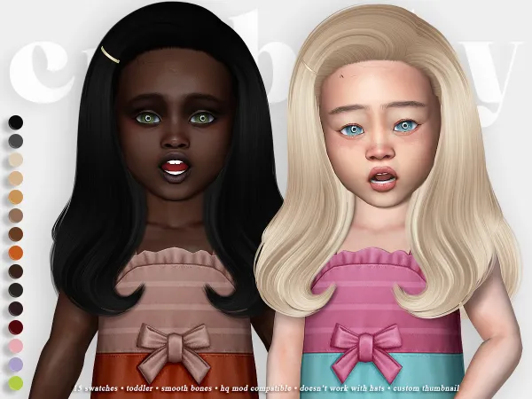 Alpha crybaby ruby hair (nightcrawler) toddler by crybaby - The Sims 4 Custom Content