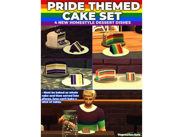Maxis Match Pride Cake Pack 4 New Custom Recipes by RobinKLocksley - The Sims 4 Custom Content