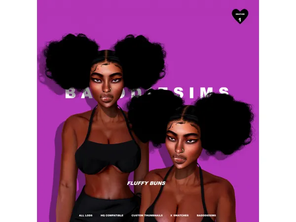 Alpha FLUFFY BUNS by simsfinds - The Sims 4 Custom Content