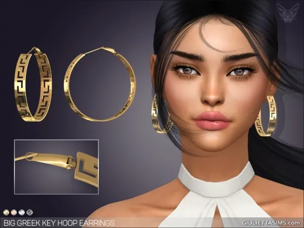 Alpha Big Greek Hoop Earrings - The Sims 4 Custom Content