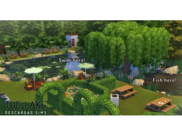 Maxis Match THE LAKE Swimming And Fishing (Lot) - The Sims 4 Custom Content