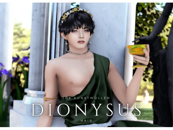 Alpha Dionysus hair - The Sims 4 Custom Content