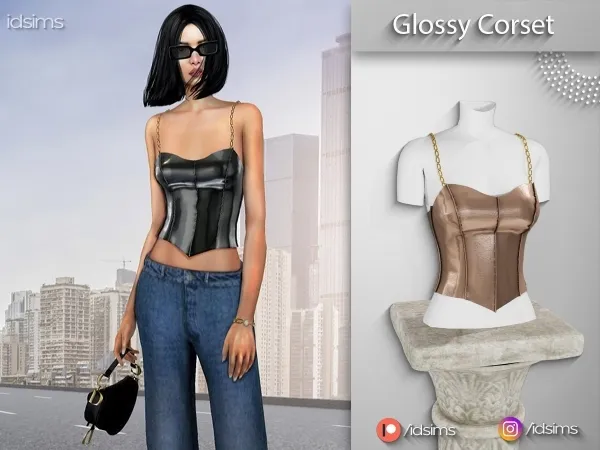 Glossy Corset + Chain Straps Acc