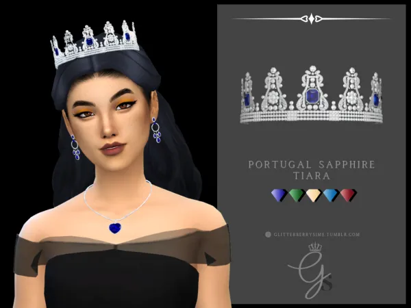 Maxis Match Portugal Sapphire Tiara by Glitterberry Sims - The Sims 4 Custom Content