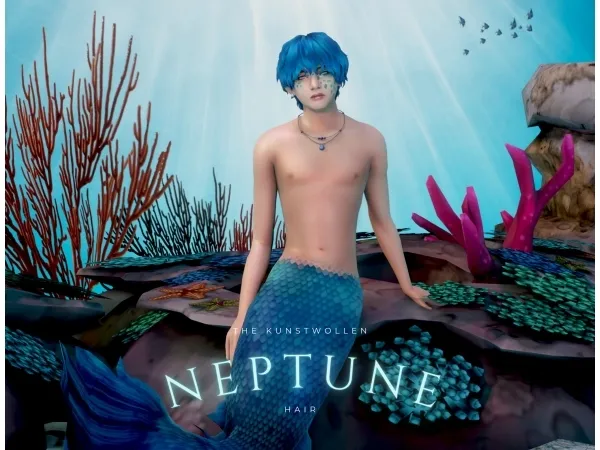 Alpha Neptune hair - The Sims 4 Custom Content