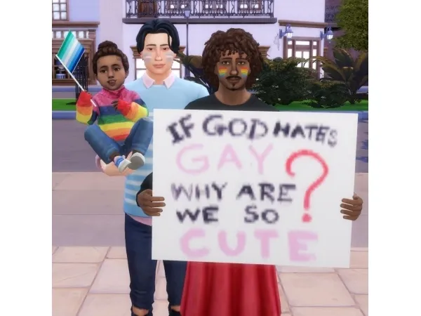 Mix Pride Started with Protest Pose Pack by simsfinds - The Sims 4 Custom Content
