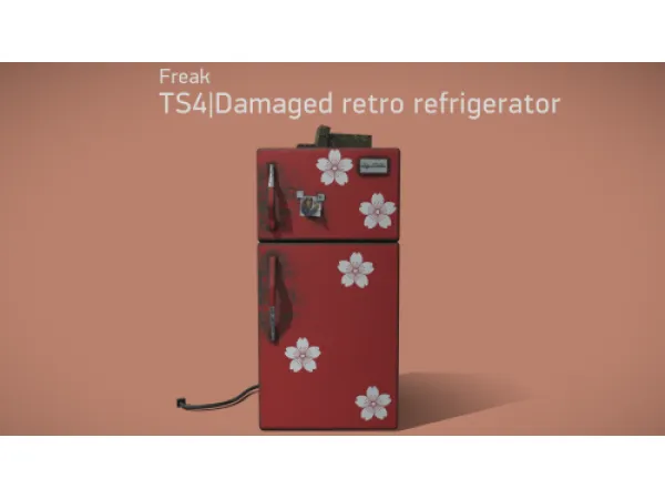 Maxis Match Freak damaged retro refrigerator - The Sims 4 Custom Content