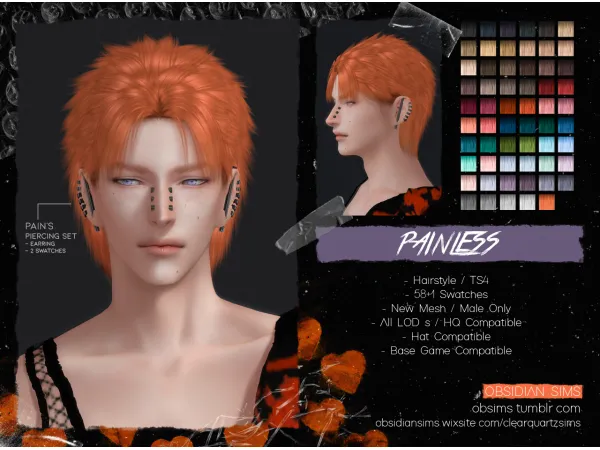 Alpha PAINLESS HAIRSTYLE New mesh by OBSIDIAN SIMS - The Sims 4 Custom Content