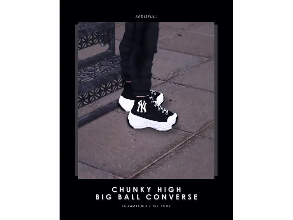 Alpha BED_TS4 M Chunky high big ball converse by BED MUSAE - The Sims 4 Custom Content
