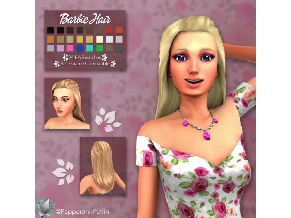 Maxis Match Barbie Hair - The Sims 4 Custom Content