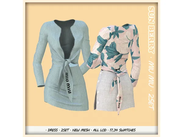 Alpha MIU MIU_ 2SET _ 1 dress 2 topskirt sims by simsfinds - The Sims 4 Custom Content