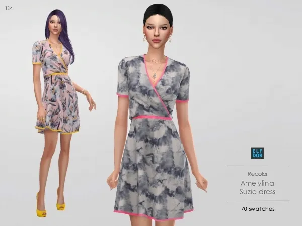 Alpha Amelylina Suzie Dress RC by elfdor - The Sims 4 Custom Content