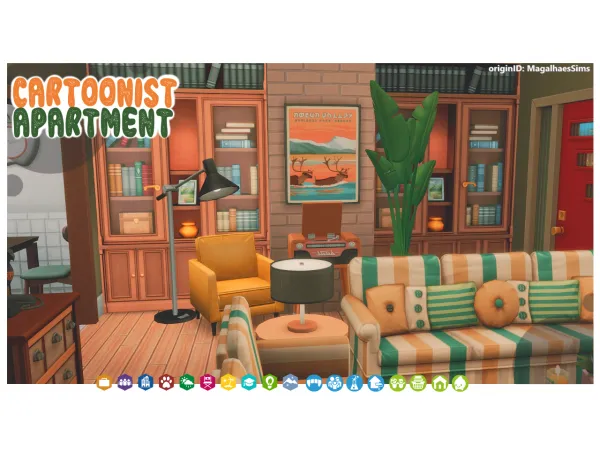 Maxis Match CARTOONIST APARTMENT LINKS OASIS RESIDENTIAL COMPLEX - The Sims 4 Custom Content