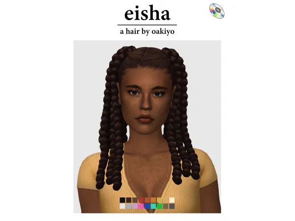 Maxis Match Eisha Hair by oakiyo - The Sims 4 Custom Content