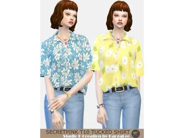 Alpha [SecretPink] T10 tucked shirt - The Sims 4 Custom Content