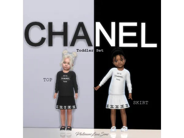 Alpha Toddler Chanel Set (Top Skirt) by PlatinumLuxeSims - The Sims 4 Custom Content