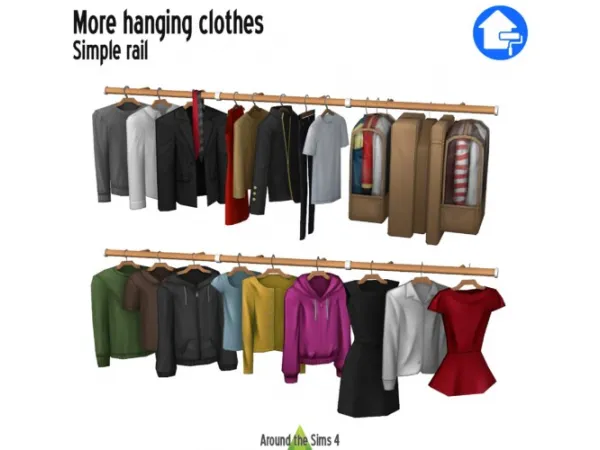 Maxis Match Dressing add ons hanging clothes rail at Around - The Sims 4 Custom Content