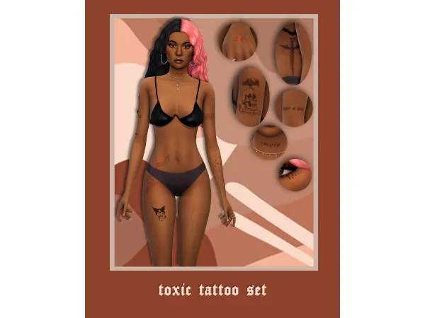 Mix toxic tattoo set by lotuswhim - The Sims 4 Custom Content