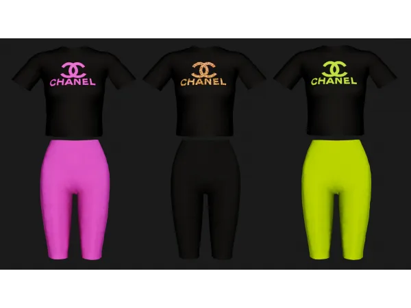 Alpha Chanel Top Cycle Shorts by simmerkatex - The Sims 4 Custom Content