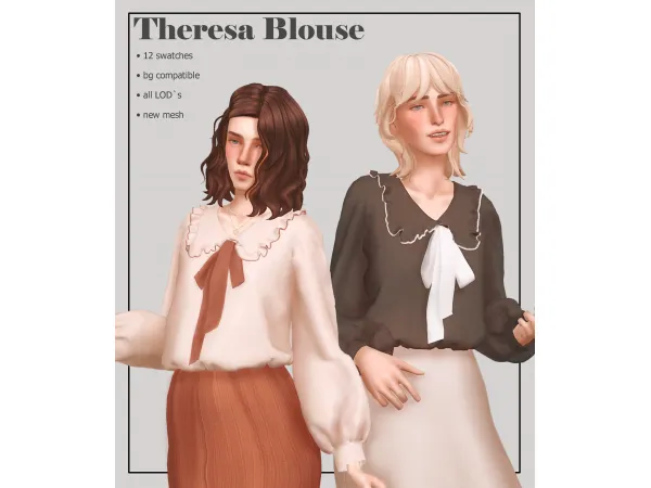 Alpha Theresa Blouse by Sunivaa - The Sims 4 Custom Content
