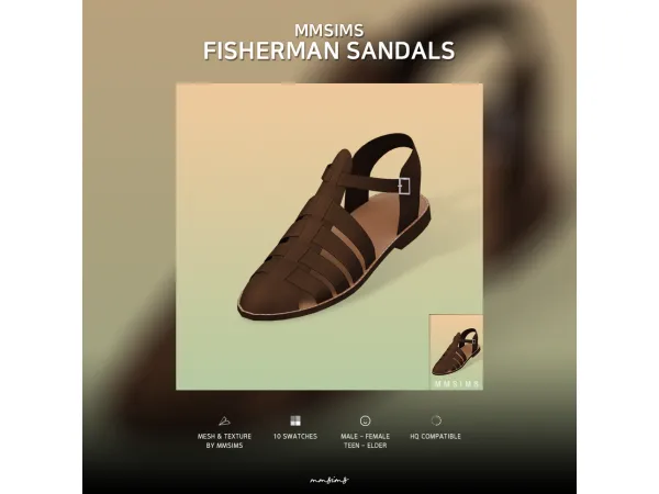Alpha MMSIMS Fisherman Sandals by MMSIMS - The Sims 4 Custom Content