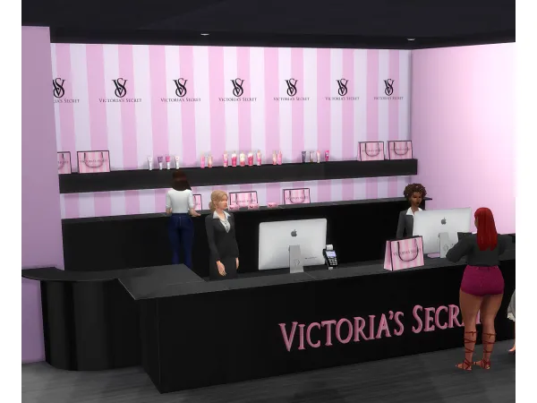 Alpha Victoria's Secret Shopping Bag Wallpapers by PlatinumLuxeSims - The Sims 4 Custom Content