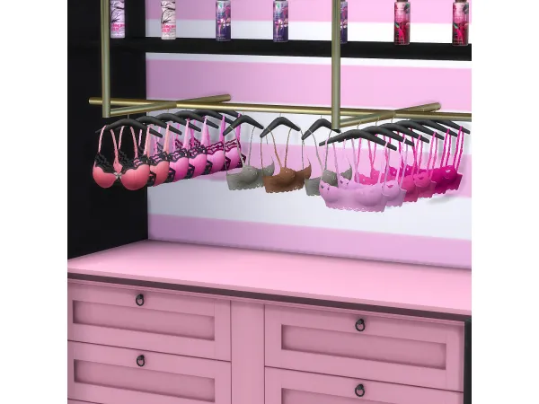 Maxis Match Victoria's Secret Deco Hanging Bras by PlatinumLuxeSims - The Sims 4 Custom Content