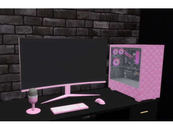 Alpha Pink Gaming Set Up by simmerkatex - The Sims 4 Custom Content