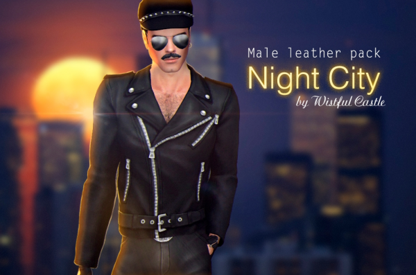Maxis Match Night City (Male leather pack) by simsfinds - The Sims 4 Custom Content