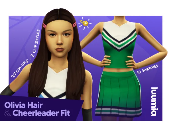 Maxis Match Olivia Hair Cheerleader Fit Set by Luumia - The Sims 4 Custom Content