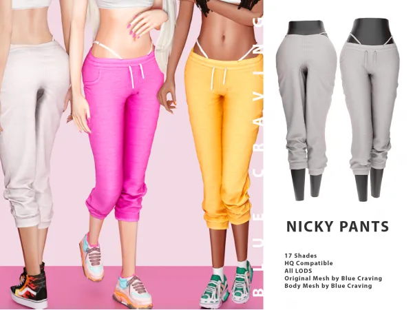 Alpha Nicky Sweatpants by Blue Craving - The Sims 4 Custom Content