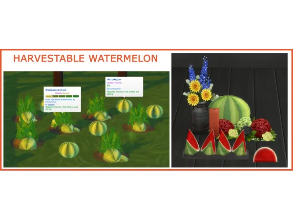 Maxis Match HARVESTABLE WATERMELON by icemunmun - The Sims 4 Custom Content