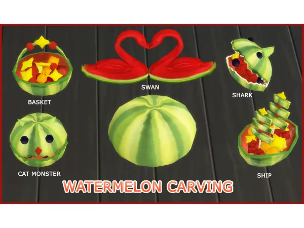 Maxis Match WATERMELON CARVING by icemunmun - The Sims 4 Custom Content