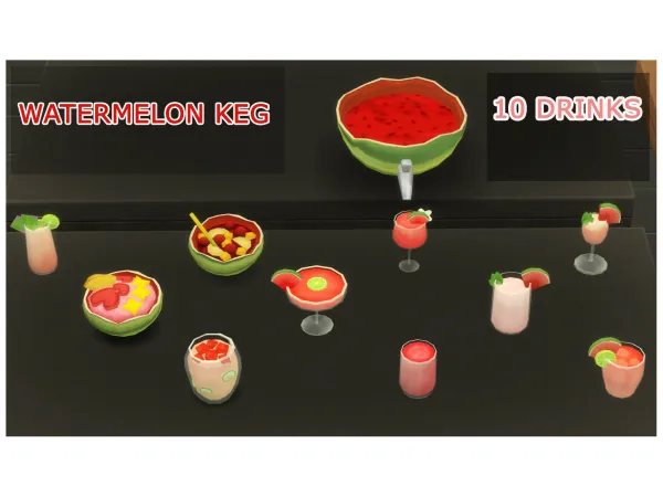 Maxis Match WATERMELON KEG by icemunmun - The Sims 4 Custom Content