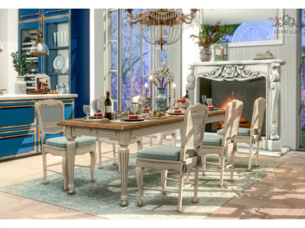 Mix French Country Dining Set by Cowbuild - The Sims 4 Custom Content