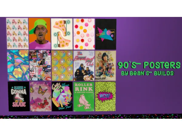 Mix 90's Posters - The Sims 4 Custom Content