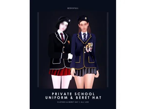 Alpha BED_TS4 FM Private school sets by BED MUSAE - The Sims 4 Custom Content