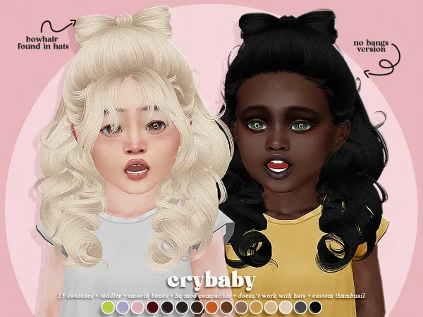 Alpha Crybaby Ajisai Hair No Bangs Version Haibow Acc (Newsea) Toddler f - The Sims 4 Custom Content