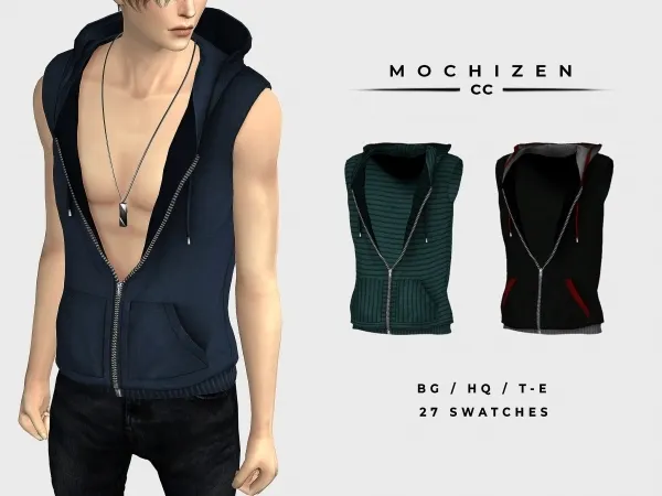 Alpha Mochizen His Hoodie No Tank Top Vers - The Sims 4 Custom Content