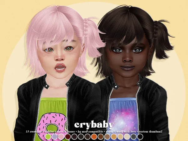 Alpha crybaby hungry hair (newsea) toddler f by crybaby - The Sims 4 Custom Content