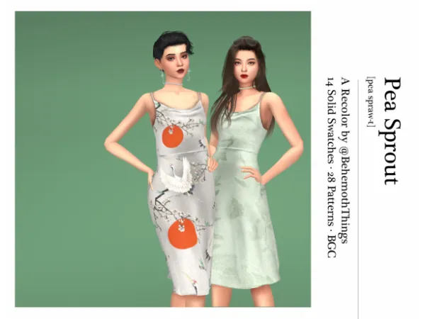 Maxis Match PEA SPROUT A RECOLOR OF KUMIKYAS JESSICA DRESS - The Sims 4 Custom Content
