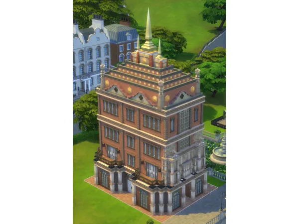 Maxis Match Yaxkin Tower Art Deco and Mayan Revival Style Apartment Building by DominoPunkyHeart - The Sims 4 Custom Content