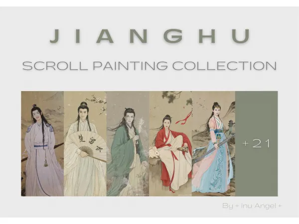 Alpha Inu Angel Jianghu Scroll Painting Collection by Inu Angel - The Sims 4 Custom Content