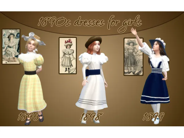 Maxis Match Farewell 5000 followers gift 1890s dresses for girls by Vintage Simstress - The Sims 4 Custom Content