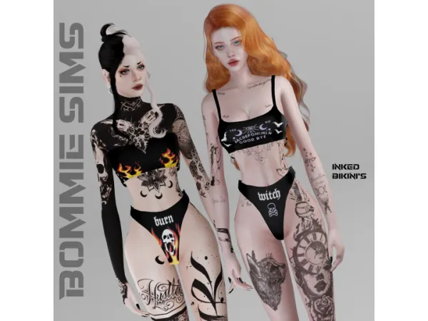 Alpha Inked Bikini's (Patreon Early Access) - The Sims 4 Custom Content