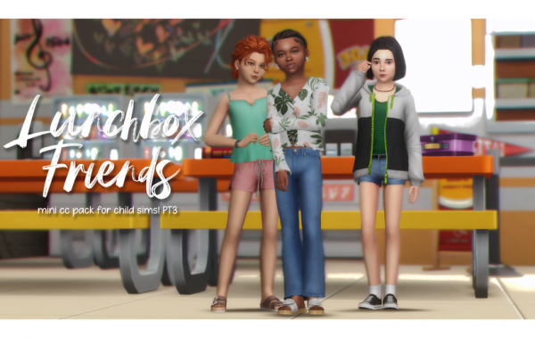 Maxis Match lunchbox friends mini pack for child sims pt3 by simsfinds - The Sims 4 Custom Content