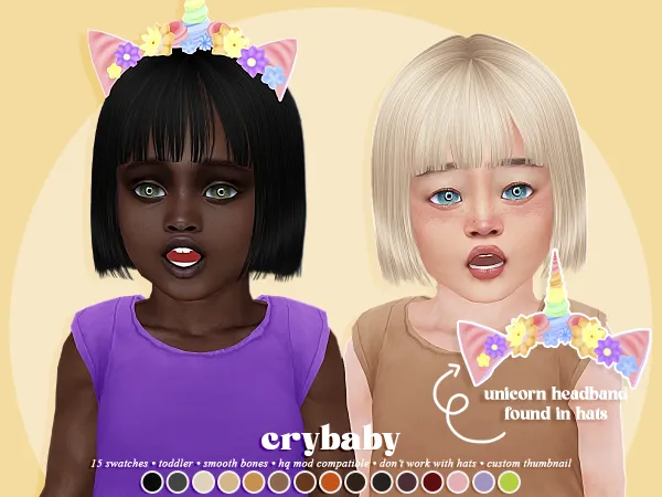 Alpha crybaby cassie hair unicorn headband (leahlillith) - The Sims 4 Custom Content