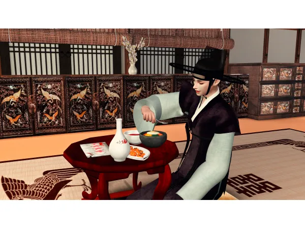 Alpha [Lena Sims] Korean Small Portable Dining Table by Lena Sims - The Sims 4 Custom Content